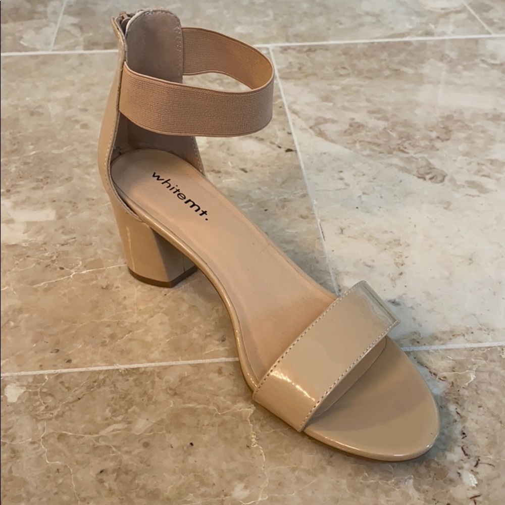 Block Heel Sandals with Zip and Elastic Ankle